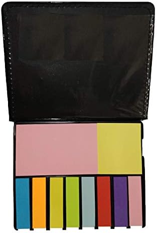 Colored Sticky Note Bundle Set, Mini Rectangular Notes and Index Flags Organizer, Leather Look Design