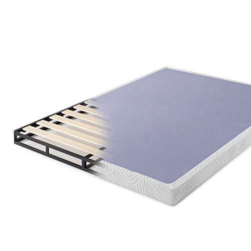 ZINUS Metal Box Spring with Wood Slats, 4 Inch Mattress Foundation, Sturdy Steel Structure, Easy