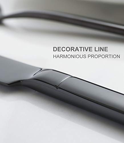 image for OMGard Premium Black Dinner Knife Sets 6 Piece Carbon Stainless Steel 