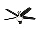 Hunter Fan 54in Contemporary Ceiling Fan in Brushed Nickel with Cased White LED Light Kit and Remote (Renewed)