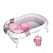 Baby Brielle 3-in-1 Portable Collapsible Infant to Toddler Space Saver Foldable Bath tub - Anti Slip Skid Proof - with Cushion Insert & Water Rinser for Bathing Newborns (Pink)