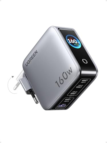UGREEN Nexode Pro 160W Fast USB C Charger 5 Ports with TFT Display GaN II Tech Compatible with MacBook Pro Air Neo M5 M4 M3 M2 M1 iPad iPhone 17 Pro Max Air 16 15 14 13 Galaxy S26 S25 S24 Pixel 10 9