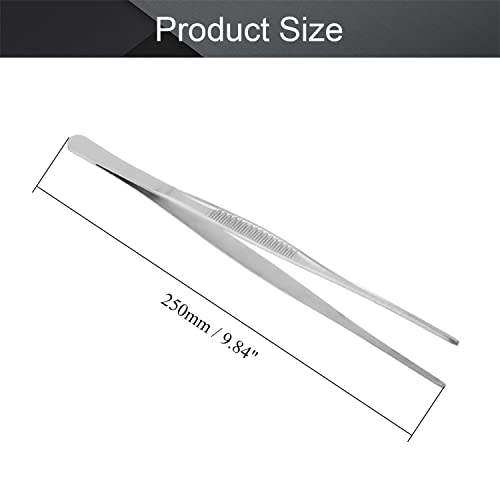 Uxcell 5 Pack 7-Inch Stainless Steel Straight Blunt Tweezers With Serrated Tip For Garden & Crafts