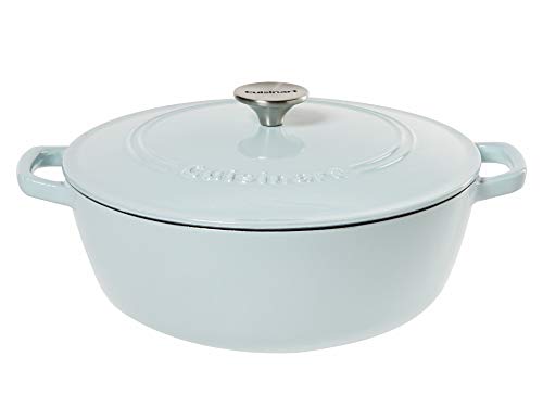 Cuisinart Round Cast Iron Casserole, Light Blue, 5.5 Quart