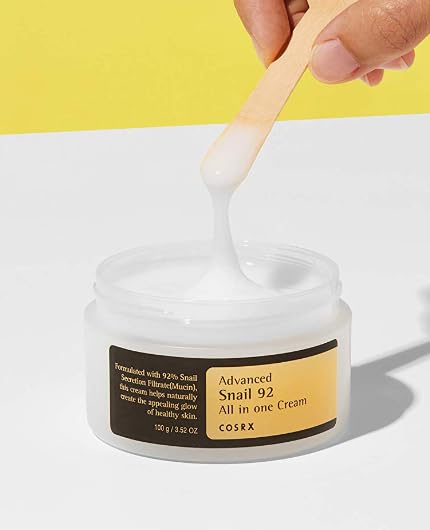 COSRX Snail Mucin 92% Face Moisturizer, 3.52 Oz, Lightweight Moisturing Cream for Soft, Glowy Skin, Korean Skin Care, Korean Moisturizer Face Cream, Stocking Stuffers for Women