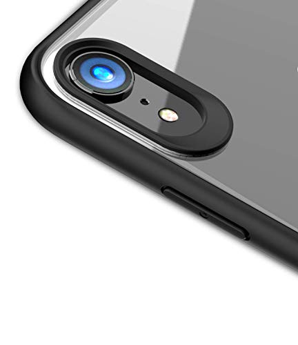 Egotude Ultra Slim Matte Bumper Clear Transparent Hard Back Case Cover for iPhone XR (Black)