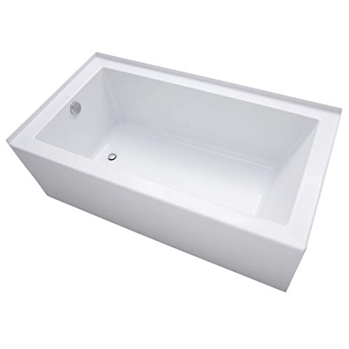 Mirabelle MIRSKS6032LWH Sitka 60" X 32" Acrylic Soaking Bathtub for Three Wall Alcove Installations with Left Drain