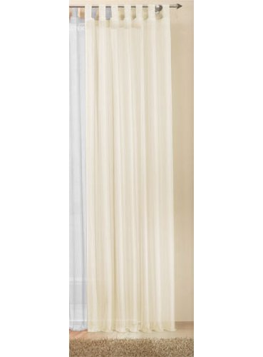Tab-Top Curtain Transparent Plain Voile Curtain Many Attractive Colours Special Size 225 x 140 cm (H x W) Cream 61225