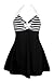 Dokotoo Womens Vintage Sailor Stripes One Piece Skirtini Cover Up Swimdress XXX-Large Black