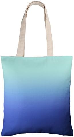 LucyGod Women Big Canvas Tote Shoulder Handbag Casual Top Handle Cross-body Purse Shopper Book School Bag - Perfect for Shopping Office Travel Weekend - 15.75"ˣ13.38" (Blue &amp; Light Green, 2 Sides)