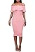 Wonderoy Women's Ruffles Off Shoulder Fitted Club Party Cocktail Bodycon Midi Dress M Pink