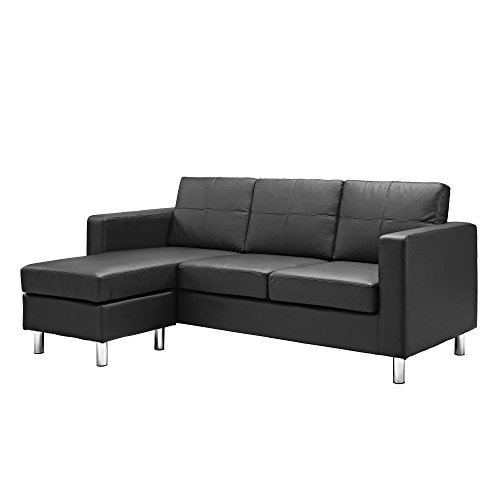 Small Spaces Configurable Sectional Sofa, Black - Thumbnail 3