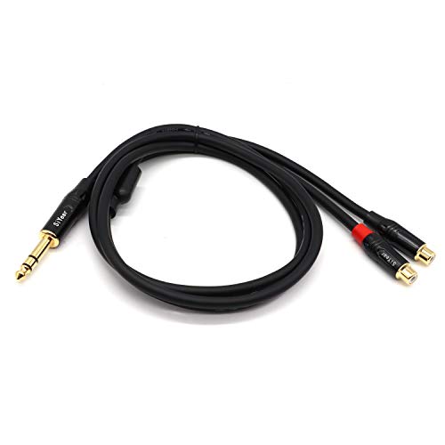 SiYear Dual RCA to 1/4" Cable,6.35mm (1/4 inch) Male Stereo to 2RCA Female Y Splitter Adapter Cable(5Feet