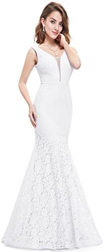 Ever-Pretty Sexy V Neck Long Bodycon Mermaid Lace Prom Ball Cocktail Party Dress Formal Evening Gown 08838