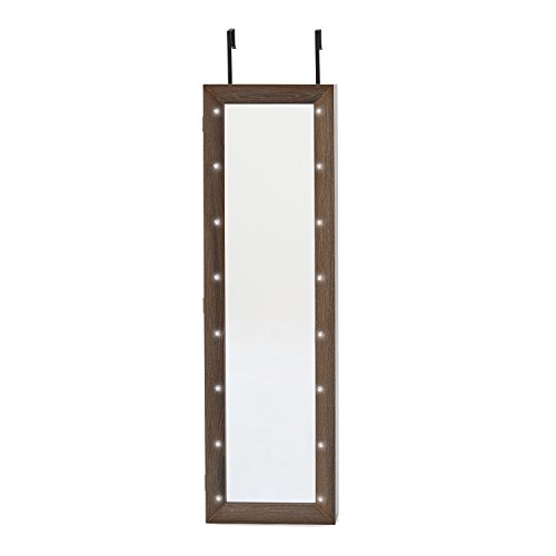 FirsTime & Co. Mirrored Jewelry Armoire with LED Lights, Espresso
