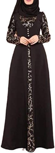 Women's Muslim Lace Middle Eastern Abayas Ramadan Long Maxi Dress