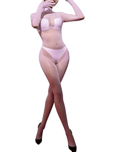 CHICTRY Womens Sexy Bodystockings Full Finger Gloves Full-Body Jumpsuit Unitard Nightwear