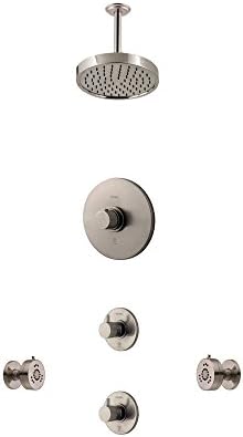 Price Pfister Shower Faucet Combo with Ceiling Mount Shower Head and Body Sprays, Brushed Nickel