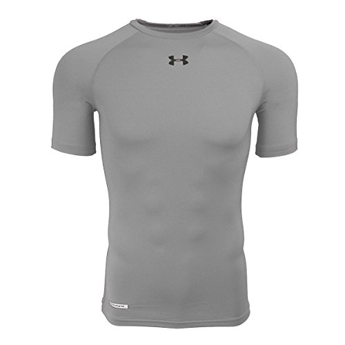 Under Armour Men's HeatGear Sonic Compression Short Sleeve, True Gray Heather/Black, Small