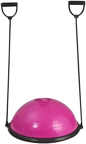 Rose Bosu Yoga Exercise Ball With Air Pump Elastic Strings Valve Plug Balance Trainer Fitness Endurance Strength Flexibility Exercise Stability Workout