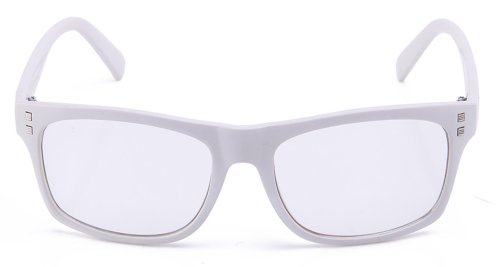 IG Unisex Stylish Round Clear Lens Plastic High Fashion Glasses in White