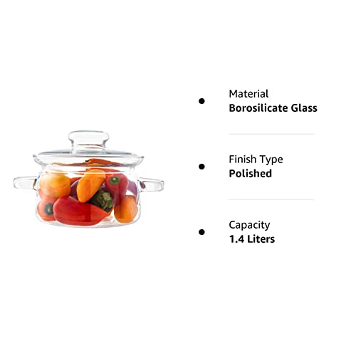 Simax Glass Cookware Glass Pot, 48 Oz (1.5 Quart) Glass Saucepan