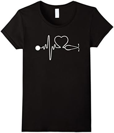 Women's Nurse heartbeat t shirt - best gifts for nurse, RN Small Black