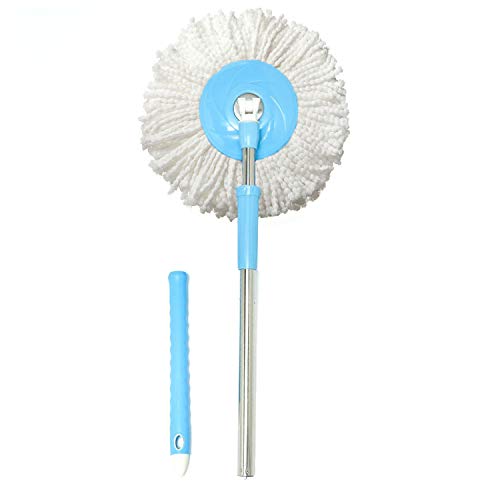 Meirun 360 Degree Wet Mop,Superfine Fiber Flexible Handle Cleaning Washing Mop for Car and Household (White with 2 head)