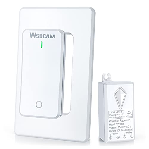 WSDCAM Wireless Light Switch and Receiver Kit, No in-Wall Wiring Required, Remote Control Light Switch Fixture for LED Light, Ceiling Lights and Lamps, Waterproof Remote Light Switch Kit