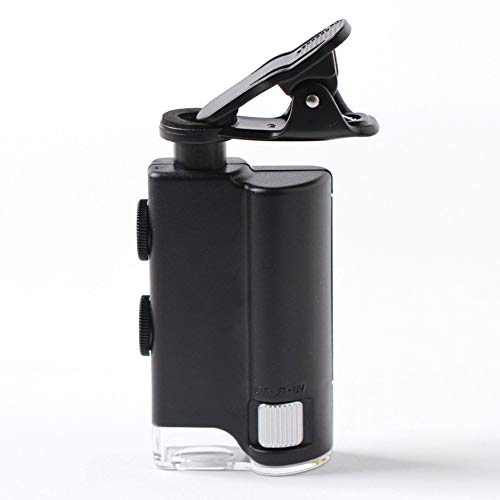 Magnifying Glass with Light, 60x 100X Adjustable Zoom HD Lens Cell Phone Clip Type Microscope Magnifier Portable Pocket Jewellery Identification Tool