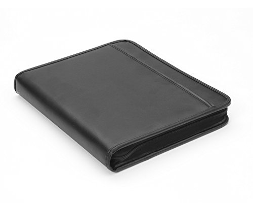 Professional Business Padfolio Portfolio Briefcase Style Organizer Folder Notepad and 4 Ring Binder - Black Synthetic Leather - Thumbnail 5