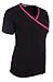 MedPro Women's Contrast Trimmed Solid Medical Scrub Set Mock Wrap Top and Cargo Pants Black & Pink L