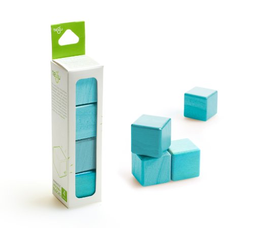 4 Piece Tegu Magnetic Wooden Block Cube Set, Blue