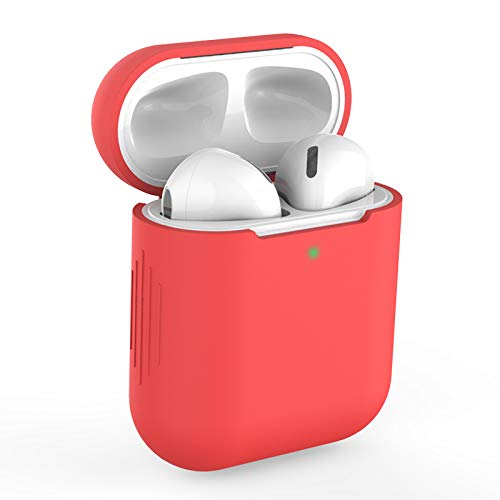 KOKOKA Case Cover Compatible with AirPods 2&1, Silicone Shockproof Case Cover for Airpods 2&1 Front LED Visible Support Wireless Charging, Red