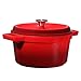 Bruntmor Pre-Seasoned Enameled Cast Iron Dutch Oven with Lid and Handle - 5.2 Quart Heavy Duty Casserole Dish for Cooking, Baking, and Braising - Oven Safe, Durable, Round Cast Iron Cooking Pot - Red