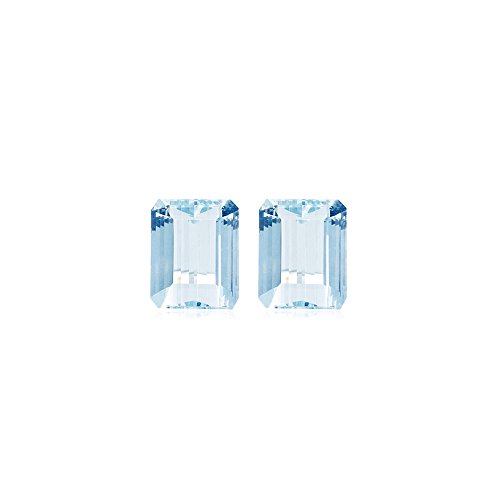 Instagem1.01-1.38 Cts of 6x4 mm AA Emerald Cut Natural Aquamarine (2 pcs) Loose Gemstone