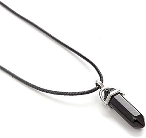 Dastan Necklace Gemstone Hexagonal Healing Pointed Reiki Chakra Pendant on Leather Cord