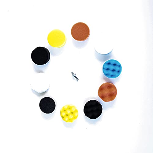 QUANHAO Tamponi per lucidatura Kit lucidatura Auto con Adattatore per Trapano M10, Set di 11 Pezzi lucidatura Pad Spugna, lucidatura Lana tampone per lucidatrice e ceretta (11pcs)
