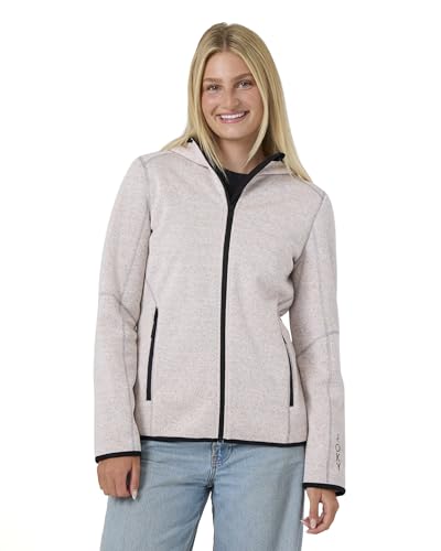 Roxy Women's Knit Jersey Bonded Fleece Jacket – Full Zip, Soft Interior, Adjust…