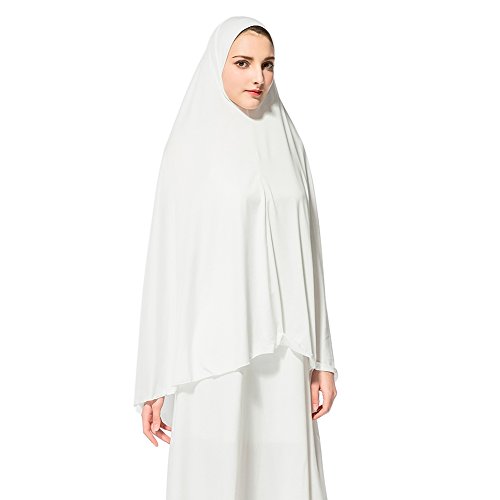 Zhengpin Women's Muslim Ramadan Soft Lightweight Jersey Hijab Long style Scarf (White, XL)