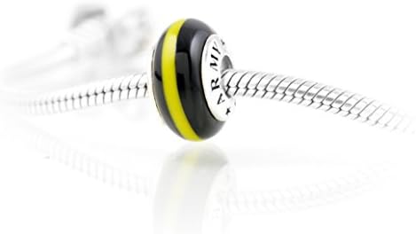 Thin Line ARMY Charm: Midnight Black and Gold Glass with Sterling Silver Threaded Core