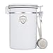 Java Shield White Coffee Container – Airtight Canister with co2 Valve for Freshness – Large Stainless Steel Container with Scoop - Keep Beans and Ground Coffee Fresh Longer – Built-In Calendar Wheel