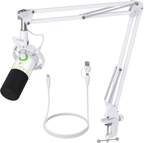 MAONO XLR/USB Dynamisches Mikrofon Set, RGB Podcast Mikrofon mit Arm, Software, Stummschalttaste, Gain-Regler, für PC Gaming, Streaming, Aufnahme, PS4