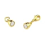 CleverDelights 8 Magnetic Jewelry Clasps - Gold Color - Capsule Style + Lobster Clasp - Clasp Converter