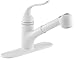 KOHLER K-15160-0 Coralais Single Control Pullout Spray Kitchen Sink Faucet, White