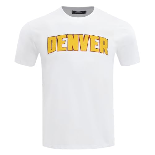 Pro Standard Mens NBA Denver Nuggets Classic Chenille Short Sleeve Tee White