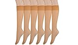 Women's 6 Pack Silky Sheer Knee High trouser socks reinforced toe