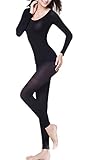LANBAOSI Women's Round Neck Stretch Seamless Top & Bottom Thermal Underwear Set