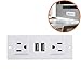 Furniture Recessed Power Strip, Recessed Desk Outlet with USB, In Conference Desk Recessed Power Outlets Socket, Desktop Power Grommet with 6.56ft Power Cord