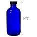8 oz Cobalt Blue Glass Boston Round Bottle with Black Phenolic Cone Lined Caps (4 Pack)